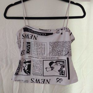 White Newspaper Cami Shirt